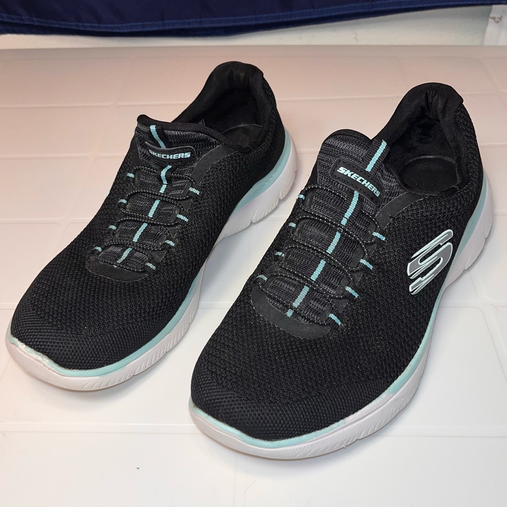 Skechers Womens Flex Appeal  Black Running Shoes Sneakers Size 8.5